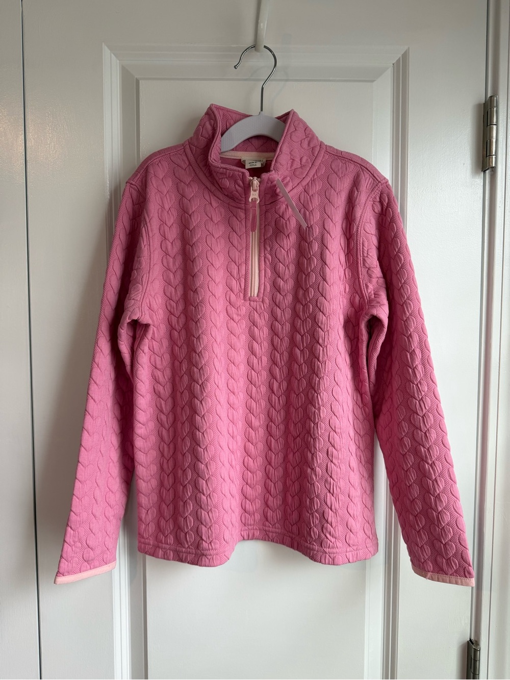 Crewcuts Girls' Quilted Heart Half-Zip Pullover Soft Rose NWT Size Medium (8-9)